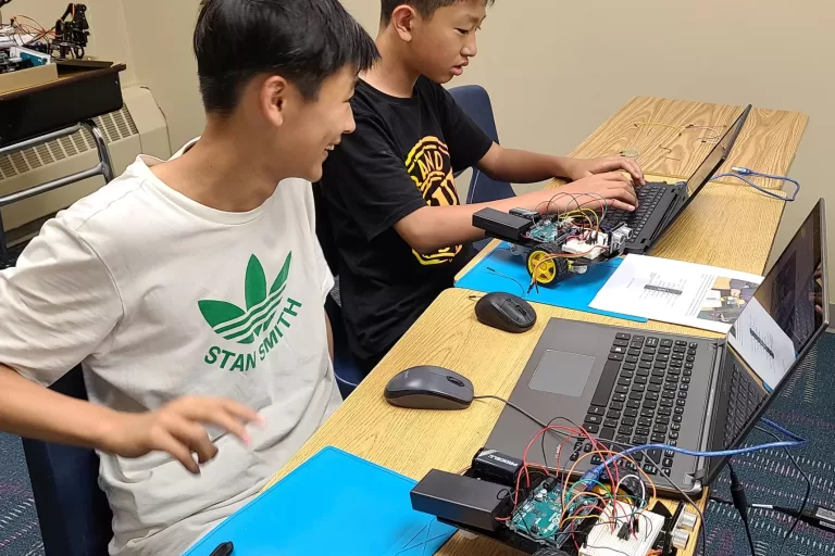 Teens learning robotics